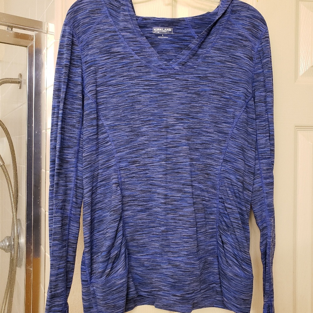 Purple work out/running shirt long sleeve with hood